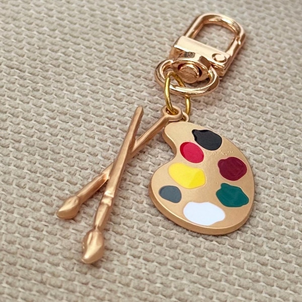 Artist Palette Bag Charm | Paint Palette & Brush Keychain