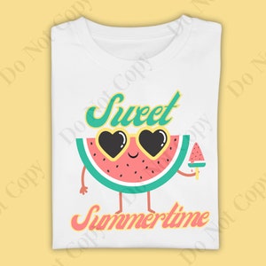Süße Sommerzeit Wassermelone PNG, Sommer Sublimation Design, Design Downloads, Shirt Design, Wassermelone Sommer Shirt, PNG Datei
