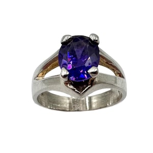 Vintage Sterling Silver Amethyst Mexico Possibly Taxco Solitaire Ring