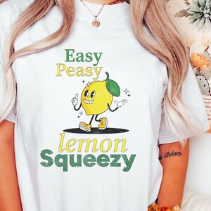 Retro Easy Peasy Lemon Squeezy T-Shirt, Vintage Take it Easy Top, Komfortfarben, große Größen