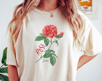 June Birth Flower Shirt, Rose Comfort Colors Tee
