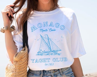 Monaco Yacht Club Shirt Monte Carlo Old Money Aesthetic Preppy Clothes Ocean Inspired Style Thrifted Clothing Comfort Colors Plus Size
