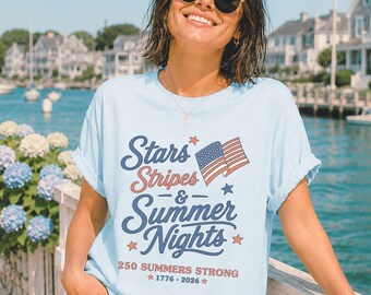 250th Anniversary Shirt American Flag Shirt Retro Americana 4th of July Top Independence Day Patriotic Gifts Comfort Colors Plus Sizing