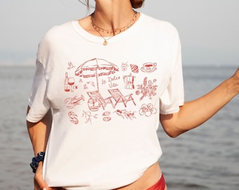 La Dolce Vita Tomato Girl Summer Shirt Italia Shirt Coastal Granddaugther Old Money Aesthetic Ocean Inspired Style Comfort Colors Plus Size
