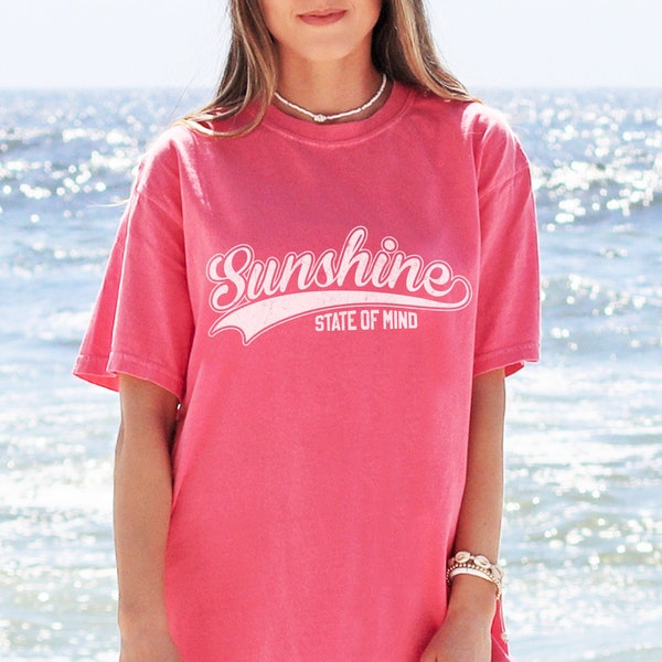Sunshine State Of Mind Oversized TShirt Trendy Beachy Shirts Salty Granola Girl Vintage Preppy Clothes Coconut Girl Comfort Colors Plus Size