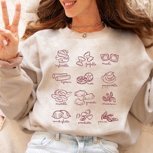 Sudadera de pasta, camiseta de chef de verano para chica tomate, regalos de nonna, camiseta italiana, regalo de pasta vegana, estética de dinero antiguo, cuello redondo, tallas grandes