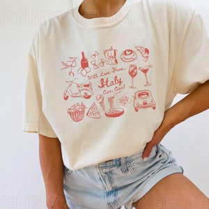 Camiseta Ciao Italia, camiseta de verano de chica tomate, camiseta italiana, camiseta estética Old Money de la Costa de Amalfi, camiseta italiana de soltera, colores cómodos, talla grande