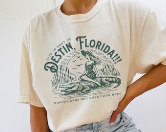 Life Is Best In Destin Florida! Alligator Shirt Downtown Girl Coconut Girl Salty Granola Girl Tour Outfit Concert T Comfort Colors Plus Size