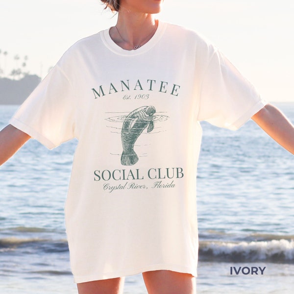 Manatee Shirt Social Club Ocean Inspired Style Ocean Animal Shirt Old Money Aesthetic Coconut Girl Florida Shirt Comfort Colors Plus Size