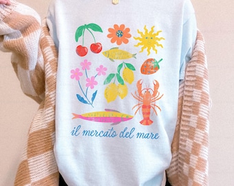 Trendy Summer Shirt La Dolce Vita Italian Shirt Il Mercato Del Mare TShirt Amalfi Coast Print Fisherman Aesthetic Comfort Colors Plus Sizing