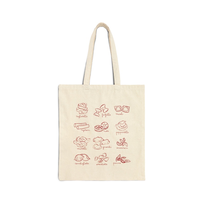 Pasta Canvas Tote Bag Italy Bag Tomato Girl Summer Foodie Tote Bag Nonna Gifts Italia Bag Vegan Pasta Gift Old Money Aesthetic Foldable Tote Natural