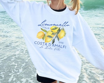 Retro Limoncello La Dolce Vita Sweatshirt Italy Shirt Coastal Granddaughter Aesthetic Amalfi Coast Print Lemon Crewneck Sweatshirt Plus Size