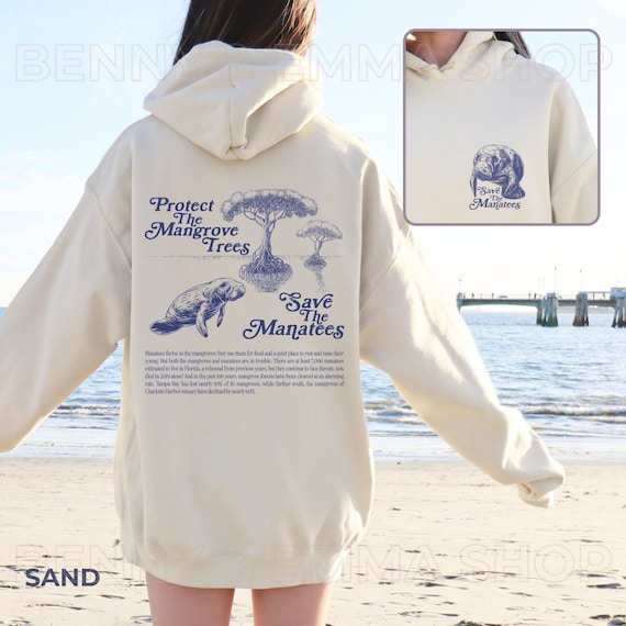 Manatee Sweatshirt Granola Girl Hoodie Respect The Locals Coconut Girl Save the Ocean Animals Shirt Marine Biology Shirt Beachy Hoodies