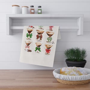 Espresso Martini Tea Towel Coquette Bow Christmas Kitchen Towel Bartender Gift Expresso Martini Friendsmas Gift Merry Everything image 2