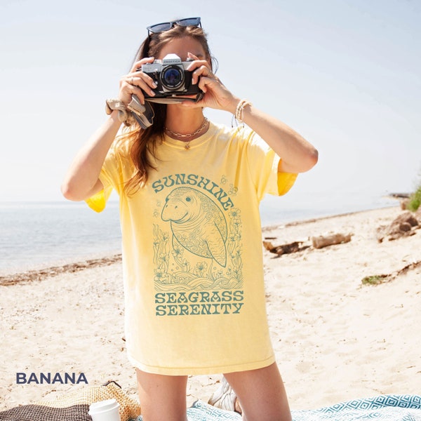 Manatee Shirt Sunshine Seagrass Serenity Shirt Coconut Girl Shirt Save the Ocean Animals Shirt Marine Biology Comfort Colors Plus Sizing