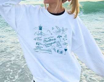 Martha's Vineyard Sweatshirt Beach Bachelorette Coastal Fisherman Aesthetic Old Money Aesthetic Coconut Girl Ocean Inspired Style Plus Size
