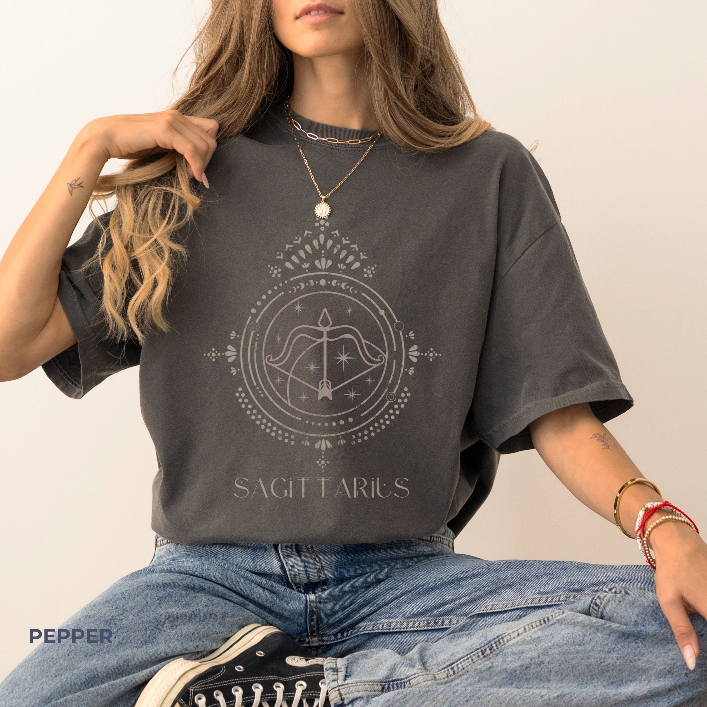 Sagittarius Vintage Boho Washed and Worn Comfort Colors T-Shirt