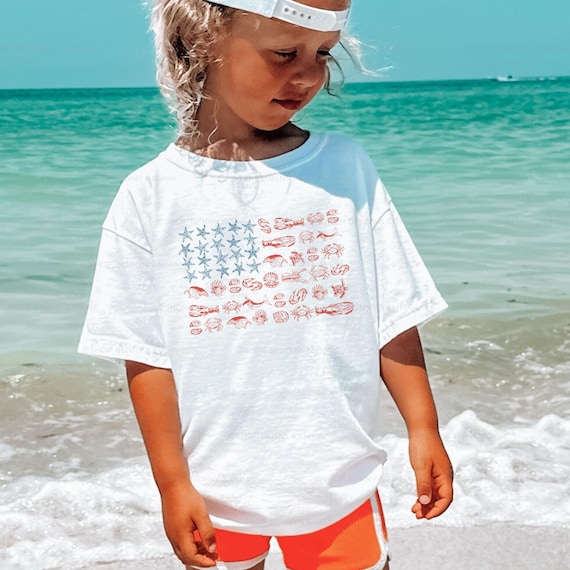 Kids 4th of July Shirt American Flag Shirt Oceancore Fisherman