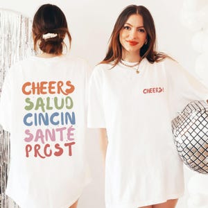Cheers Shirt Prost Cin Cin Bartender Shirt Retro Trendy Cocktail Gift For Her 21st Birthday Shirt Downtown Girl Comfort Colors Plus Size