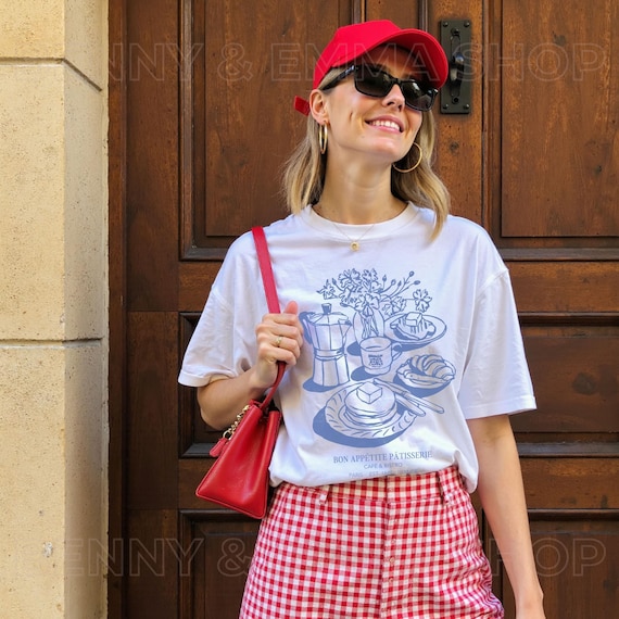 Trendy Paris Shirt Breakfast Club Pancake Shirt Croissant T Shirt Thrifted Vibe Old Money Aesthetic Gift For Her Comfort Colors Plus Sizing
