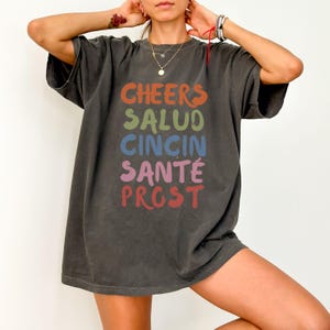 Cheers Shirt Prost Cin Cin Bartender Shirt Retro Trendy Cocktail Gift For Her 21st Birthday Shirt Downtown Girl Comfort Color Plus Size