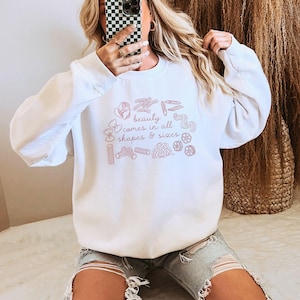 Pasta Sweatshirt Beauty Comes In All Shapes and Sizes Tomato Girl Chef Shirt Italia Shirt Vegan Gift Old Money Aesthetic Crewneck Plus Size
