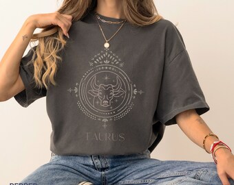 Taurus T-Shirt Vintage Boho | Comfort Colors | Distressed look |  Zodiac Tee | Plus Sizes Available | Taurus Gift