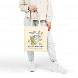 Farmers Market Lemon Tote Bag: Vintage Style Canvas Sweet Lemonade Tote image 2