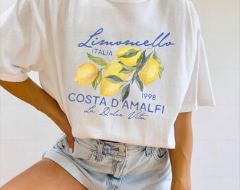 Retro Limoncello La Dolce Vita Tee Lemon Shirt Italy T-shirt Coastal Granddaughter Aesthetic Amalfi Coast Print Comfort Colors Plus Sizing