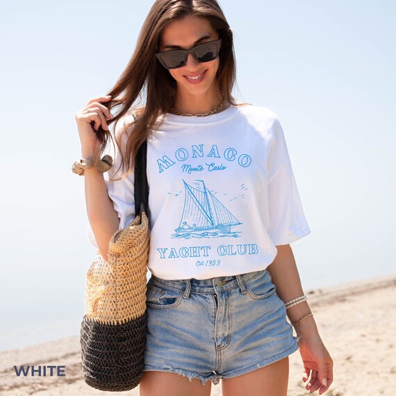 Monaco Yacht Club Shirt Monte Carlo Old Money Aesthetic Preppy Clothes Ocean Inspired Style Thrifted Clothing Comfort Colors Plus Size