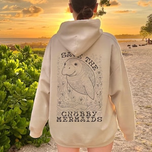 Manatee Shirt Coconut Girl Hoodie Mermaidcore Ocean Inspired Style Save the Ocean Animals Shirt Beachy Sweatshirt Comfort Colors Plus Sizing