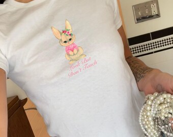 Bunny Baby Tee: Coquette Aesthetic Y2K Cotton Top