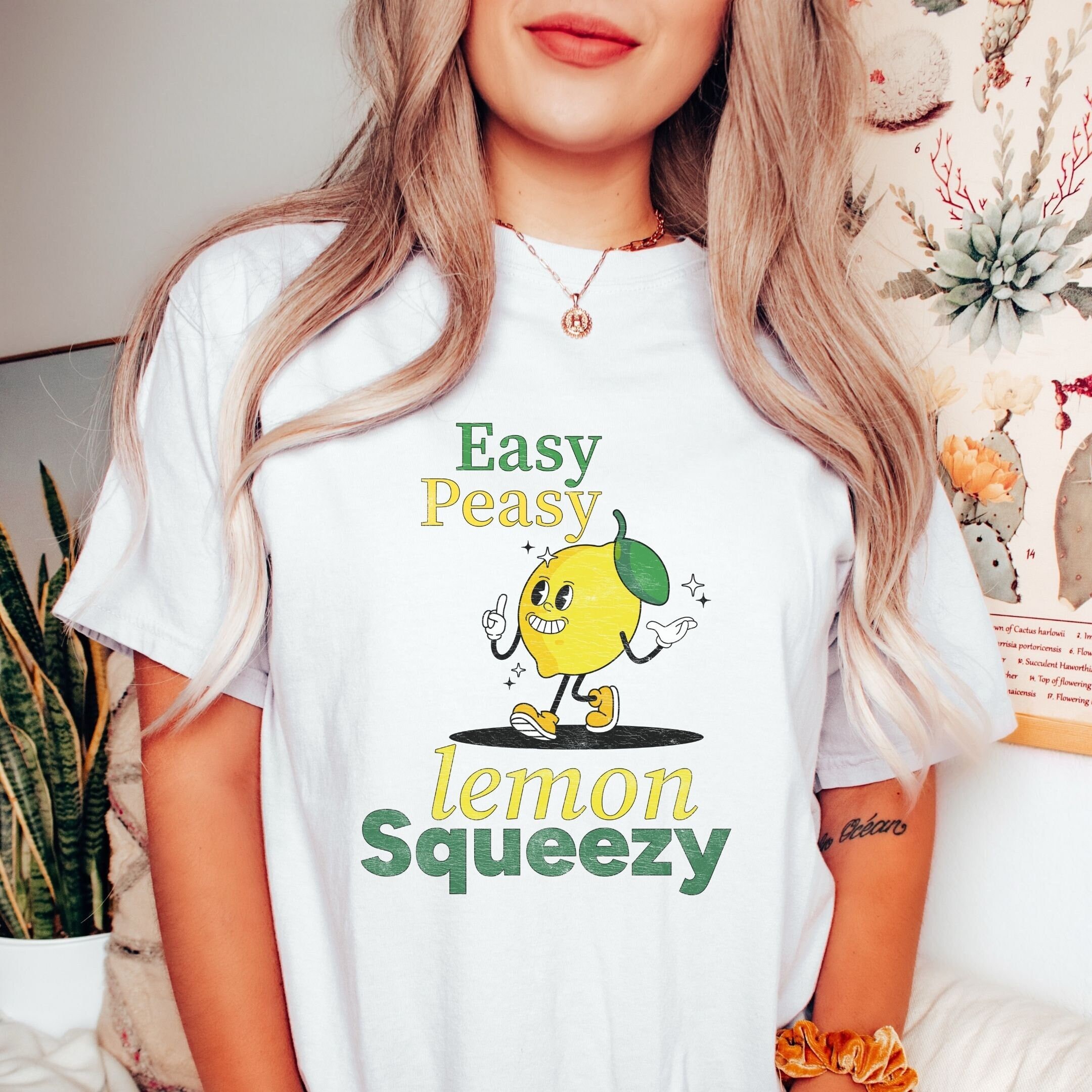 Retro Easy Peasy Lemon Squeezy T-shirt, Vintage Take It Easy Top