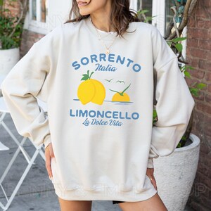Limoncello La Dolce Vita Italie Sweat-shirt D'été Pour Fille, Col Rond, Chemise Petite-fille Côte Amalfitaine, Côte Amalfitaine, Chemise Citron, Grandes Tailles - France