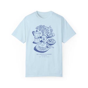 Trendy Paris Shirt Breakfast Club Pancake Shirt Croissant T Shirt Thrifted Vibe Old Money Aesthetic Gift For Her Comfort Colors Plus Sizing Chambray