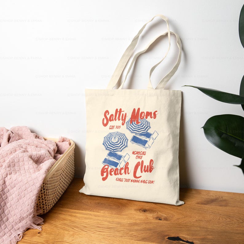 Salty Moms Beach Club Tragetasche Geschenk für überwältigte Mama Trendige salzige Sommer Vibes für Mama Lustige Muttertagsgeschenk faltbare Tragetasche Bild 6