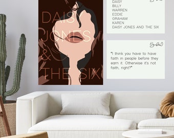 Daisy Jones and the Six Digital Art Bundle - Digital Book Wall Art - BookTok Novel Cover Poster - Gift for teacher, book lover, librarian