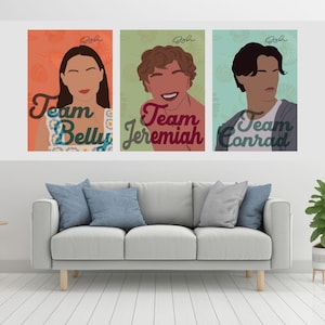 The Summer I Turned Pretty - Three Character Posters - Faceless Book digital art - - Gift for teacher, book lover, student, librarian