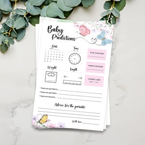 Vlinderbaby Voorspellingen Spel | Babyshowerspellen | DIRECT DOWNLOADEN | Afdrukbare sjabloon | Babyshower | Vlinders thema