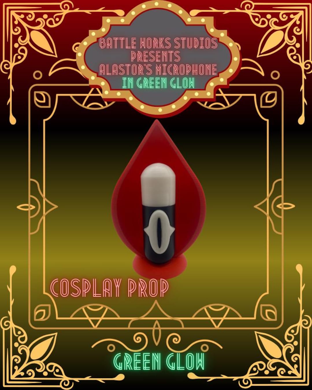 Green Glow Hazbin Hotel Alastor Cosplay Mic - Etsy
