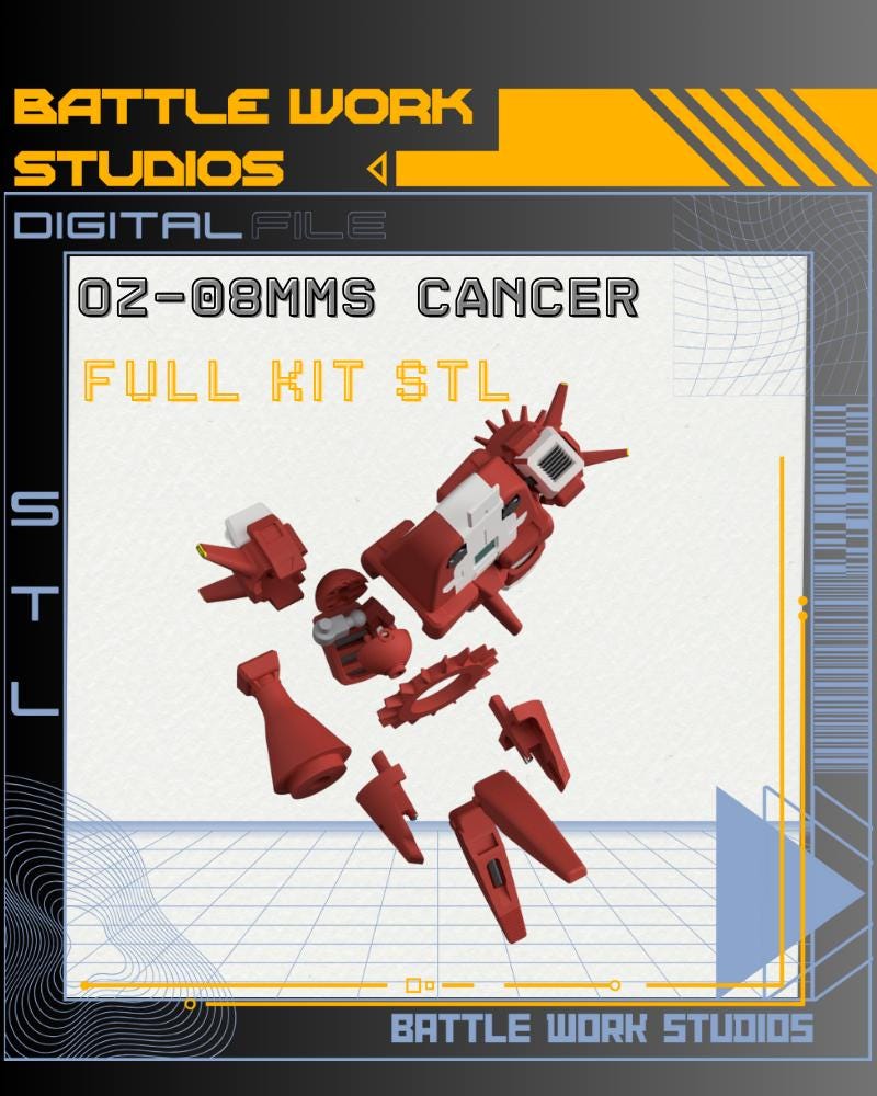 OZ-08MMS Cancer Model STL: Gundam Wing, Resin Printing (digital