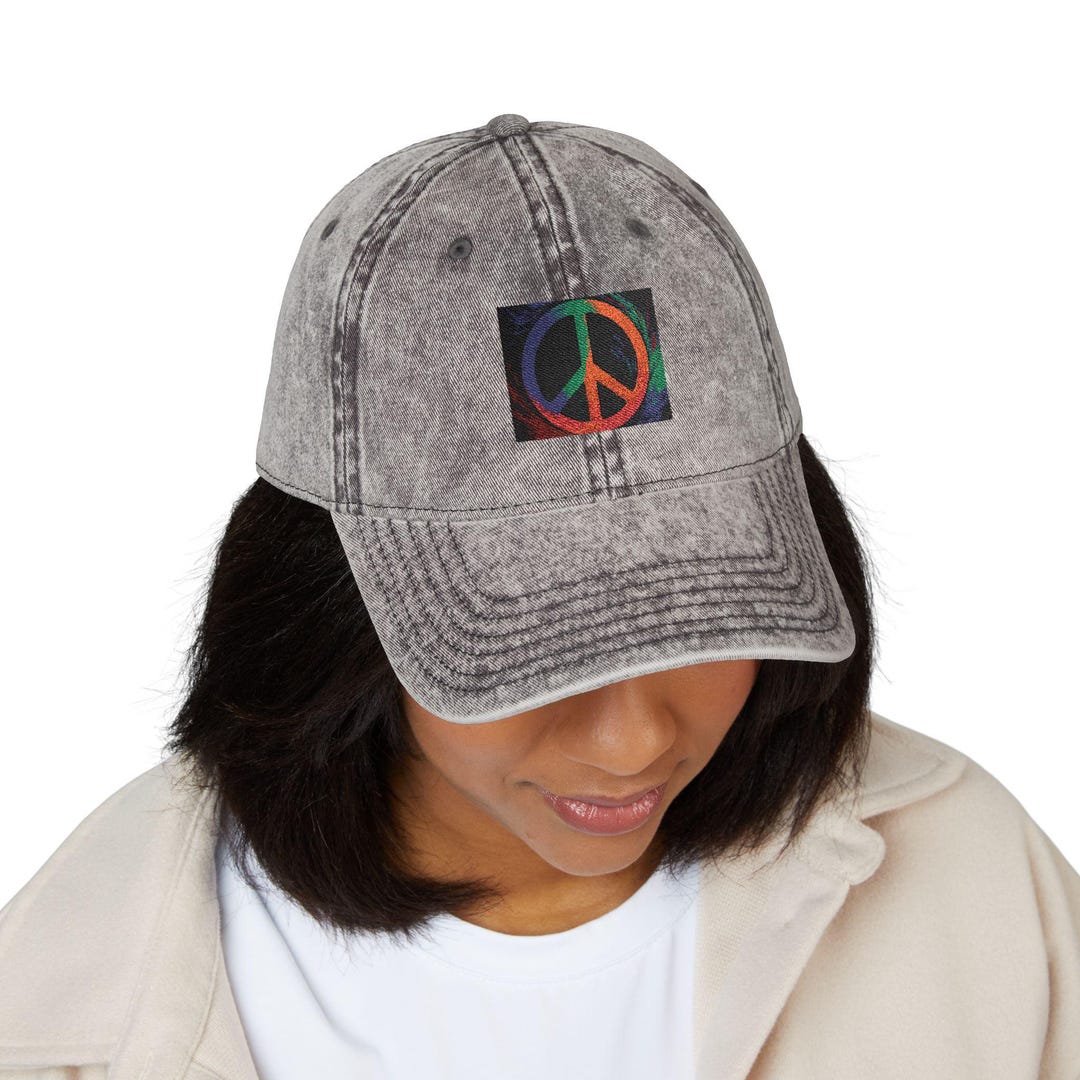 Peace Sign Caps Vintage Embroidered Peace Sign Cap: Washed Cotton Twill, Festival Style ...