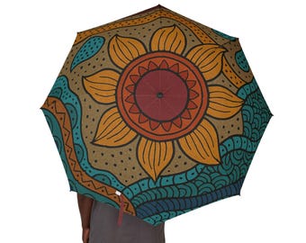 Kente Cloth Diamond Print Foldable Umbrella, Black History Month