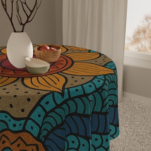 Tablecloth, African-Inspired Textile, Higher Ground Artists, Thanksgiving Kitchen and Dining Room, Patio decor
