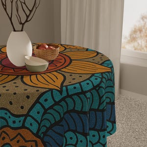 Tablecloth, African-Inspired Textile, Higher Ground Artists, Thanksgiving Kitchen and Dining Room, Patio decor