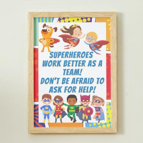 Calm Corner Superhero Edition 12 Printable Decor Wall Art Emotional ...