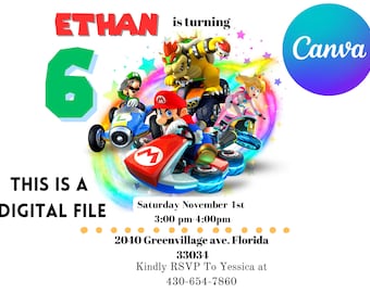super mario birthday invitation canva/Super Mario Birthday Invitation/Kids Birthday invite/super mario/ super mario birthday invitation