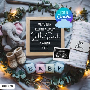 Digital Pregnancy Announcement / Pregnancy Reveal / Social Media / Gender Neutral / Facebook / Instagram / Boho / Personalized