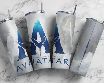 Avatar 2 - The Way of Water Diseño de envoltura de sublimación de vaso flaco de 20 oz para vaso recto, archivo PNG, digital