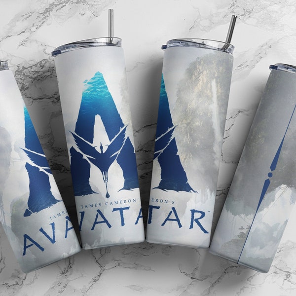 Avatar 2 - The Way of Water 20 oz Skinny Tumbler Sublimation Wrap Design for Straight Tumbler, PNG File, Digital